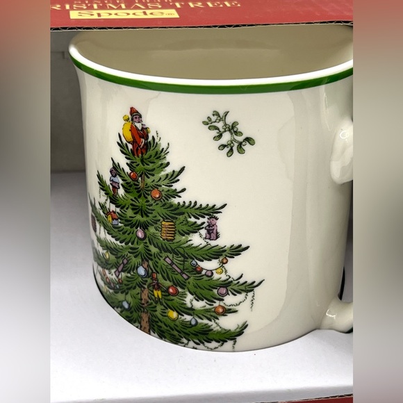 Spode Christmas Tree Ceramic Coffee Tea Mug 12 oz & Round Coaster 3.3" Set NIB - Picture 4 of 10